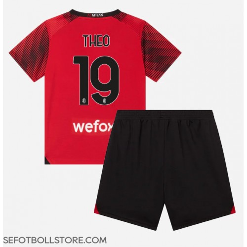 AC Milan Theo Hernandez #19 Replika babykläder Hemmaställ Barn 2023-24 Kortärmad (+ korta byxor)